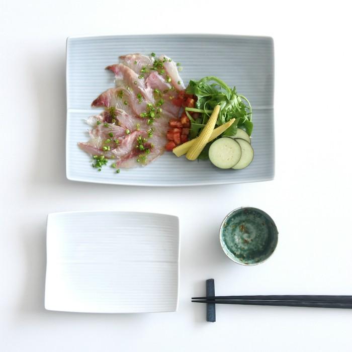 陶磁器　白地大波柄　長角大皿　盛り物皿 楽天市場】【ふるさと納税】【波佐見焼】長角皿3柄セット 藍ふち花・藍