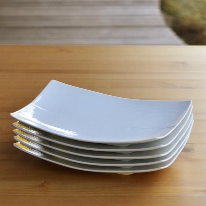 白山陶器 和食器 おしゃれ 波佐見焼 皿 長方皿 サイズ大 白磁 角皿