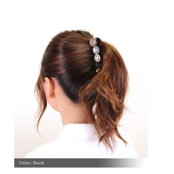 NATURAL BERRY バナナクリップ ヘアクリップ アンティーク調 ジュエル 