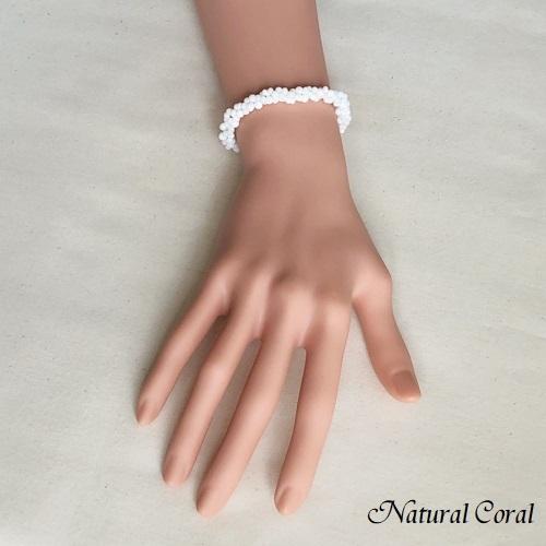 白珊瑚 しろさんご サンゴ ブレスレット 小玉 三連捻り ナチュラル