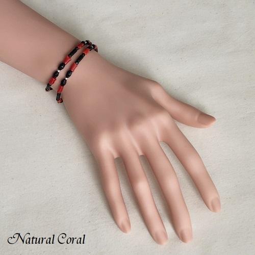 血赤珊瑚 ちあかさんご ブレスレット 枝 オニキス ナチュラルコーラル