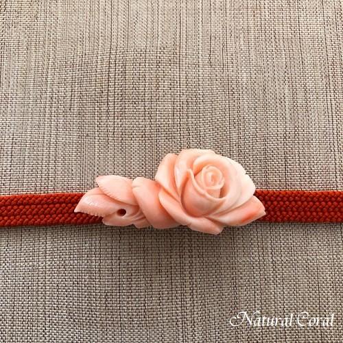 Coral レディースファッション Natural Obi4 珊瑚専門店 ぴんくさんご ピンク珊瑚 ナチュラルコーラル 帯留め サンゴ 着物 浴衣 薔薇 薔薇 帯留め 帯飾り