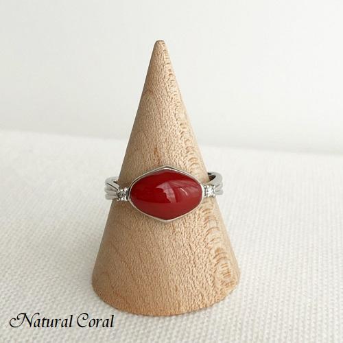 正規品 血赤珊瑚 ちあかさんご リング オーバル ダイヤ Pt ナチュラルコーラル 【ZYX4062328532】(145600円)