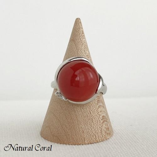 血赤珊瑚 ちあかさんご リング 大玉 ダイヤ Pt ナチュラルコーラル  