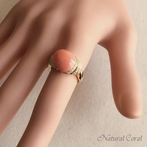 ボケ珊瑚 ボケさんご サンゴ リング ダイヤ 送料無料 ナチュラル