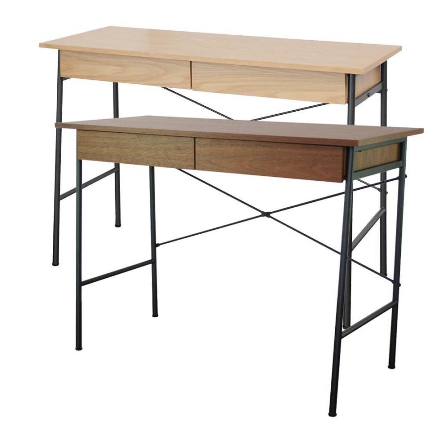 デスク テーブル 幅 100 cm 奥行 45 高さ 72 天然木 スチール ワーク