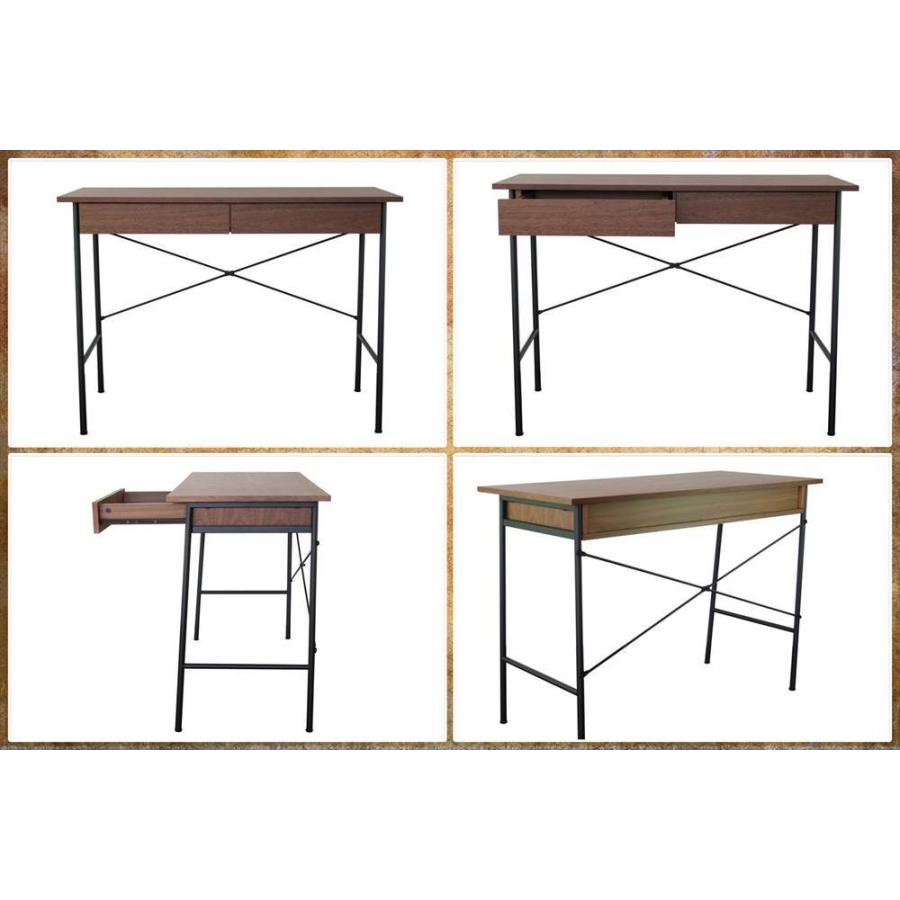 デスク テーブル 幅 100 cm 奥行 45 高さ 72 天然木 スチール ワーク