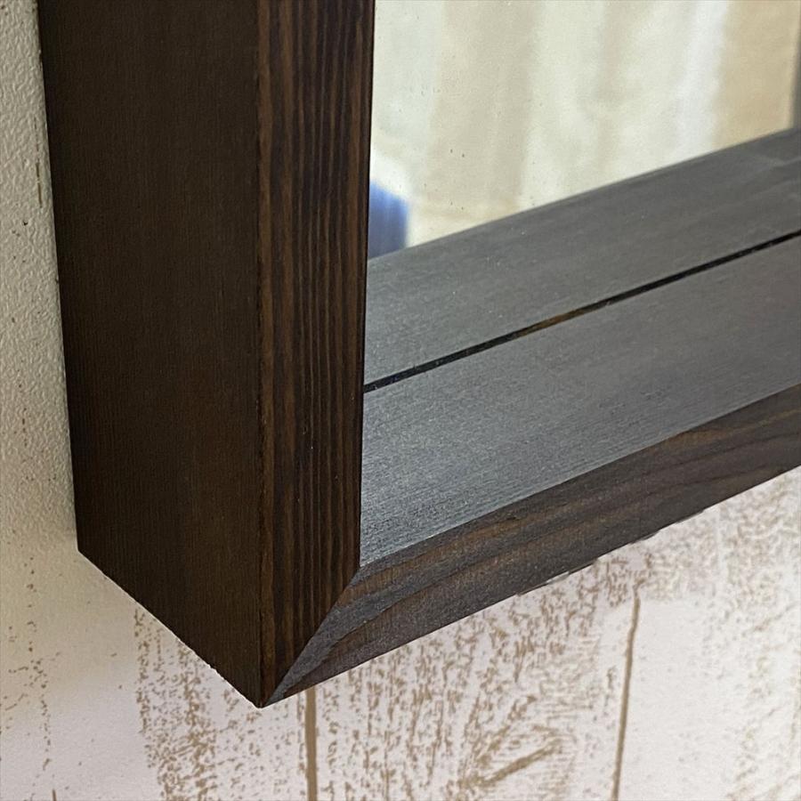 鏡 ミラー 壁掛け ボックス 収納 メイク 35×55 cm 天然木 ウォール