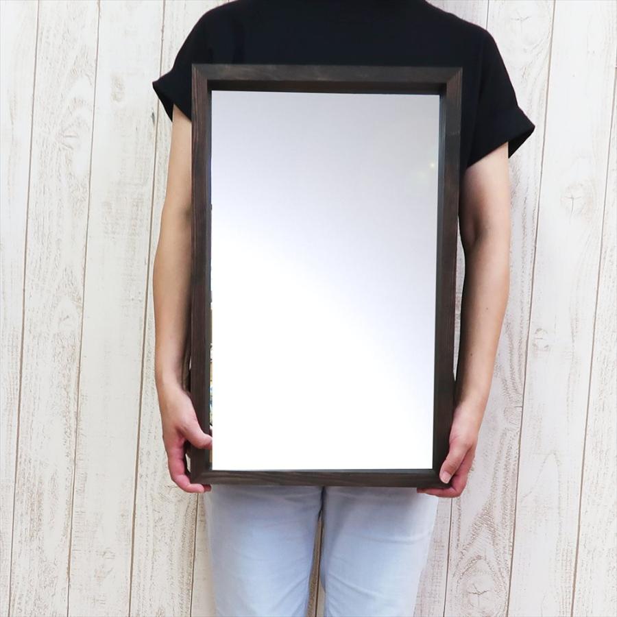 鏡 ミラー 壁掛け ボックス 収納 メイク 35×55 cm 天然木 ウォール