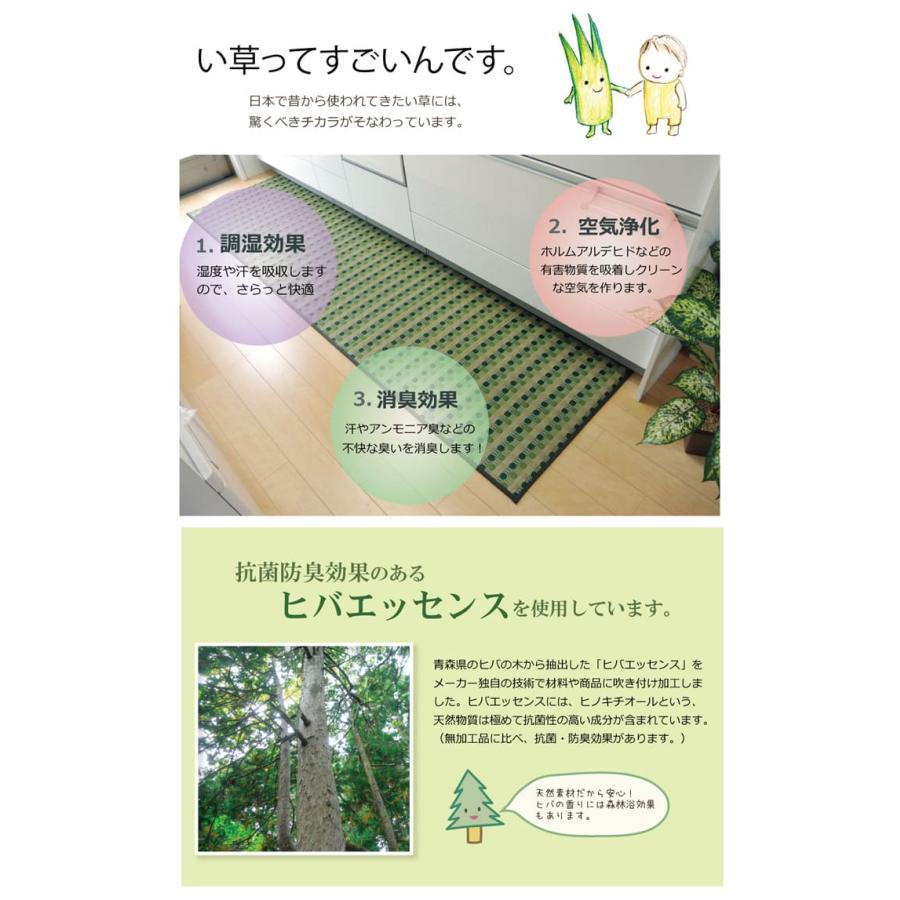キッチンマット 60×270cm マット い草 オールシーズン 国産 日本製 ドット柄 お手入れ簡単 Fドロップの画像