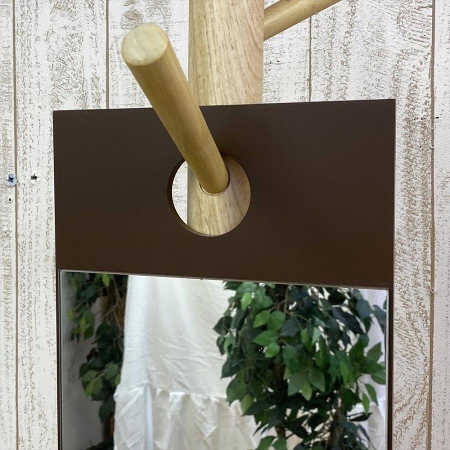 鏡 壁掛けミラー フックミラー ウォールミラー 木製 幅20cm 高さ100