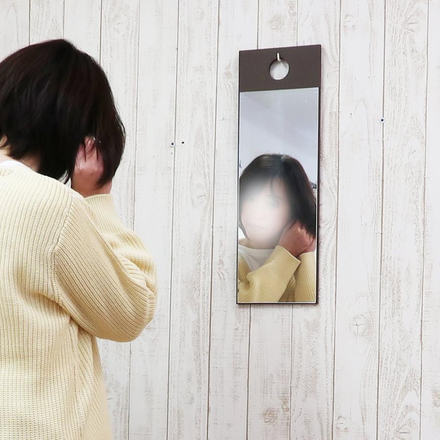 鏡 壁掛け コンパクト フックミラー 壁掛け鏡 スリム 木製 幅20cm 高さ