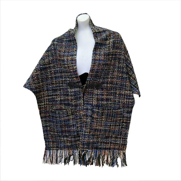 訳あり 特価品 肩当て ポンチョ ストール 肩掛け ツイード調 秋 冬 夜