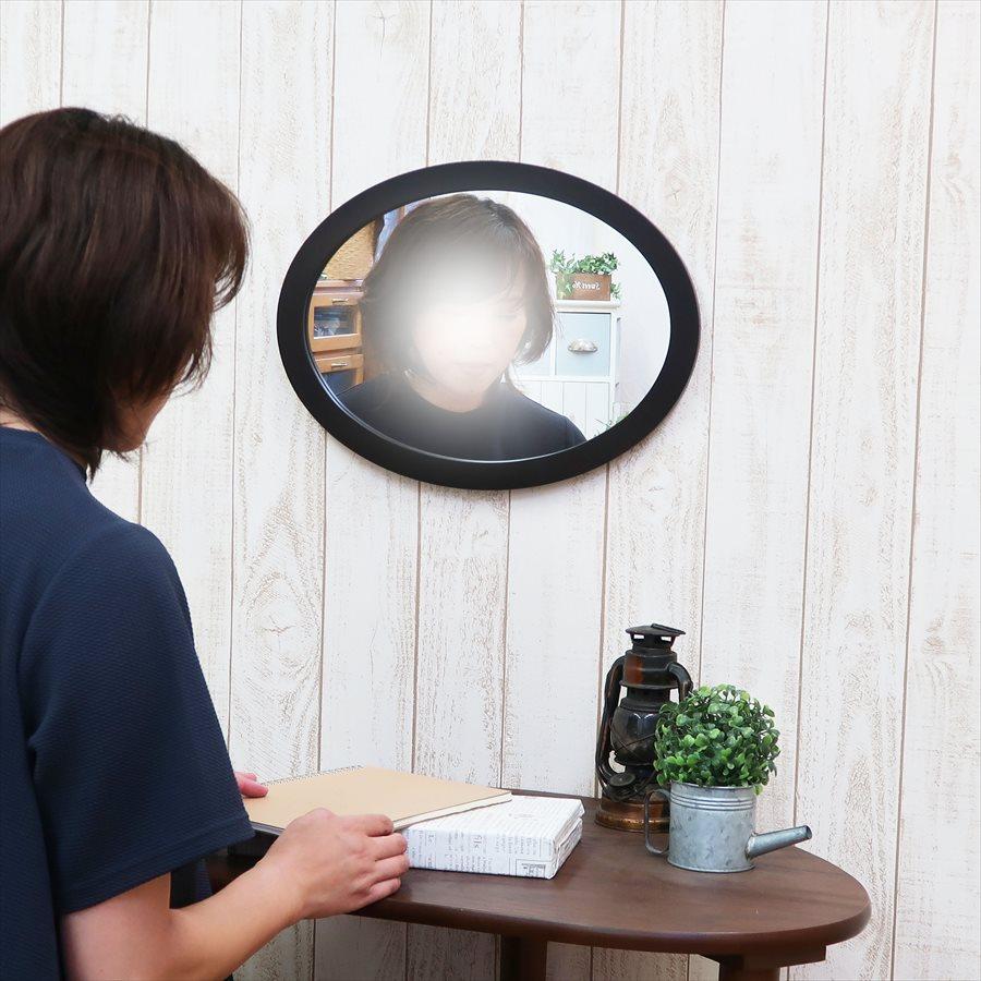 鏡 壁掛け 楕円形 34 × 45 オーバルミラー 日本製 ウォール