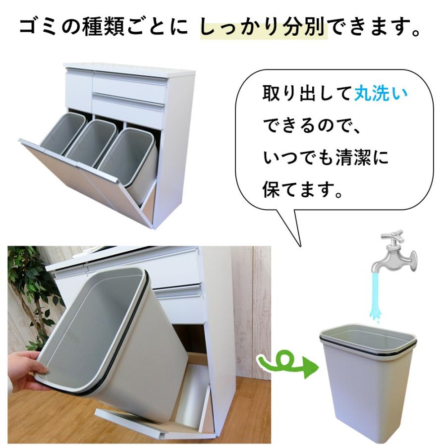 ゴミ箱 ダストボックス カウンター 4分別 キャスター 付き 白 四分別