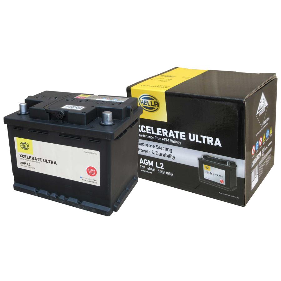 欧米車/船 AGM 12V バッテリー L2 HELLA XCELERATE ULTRA G&Yu［正規品