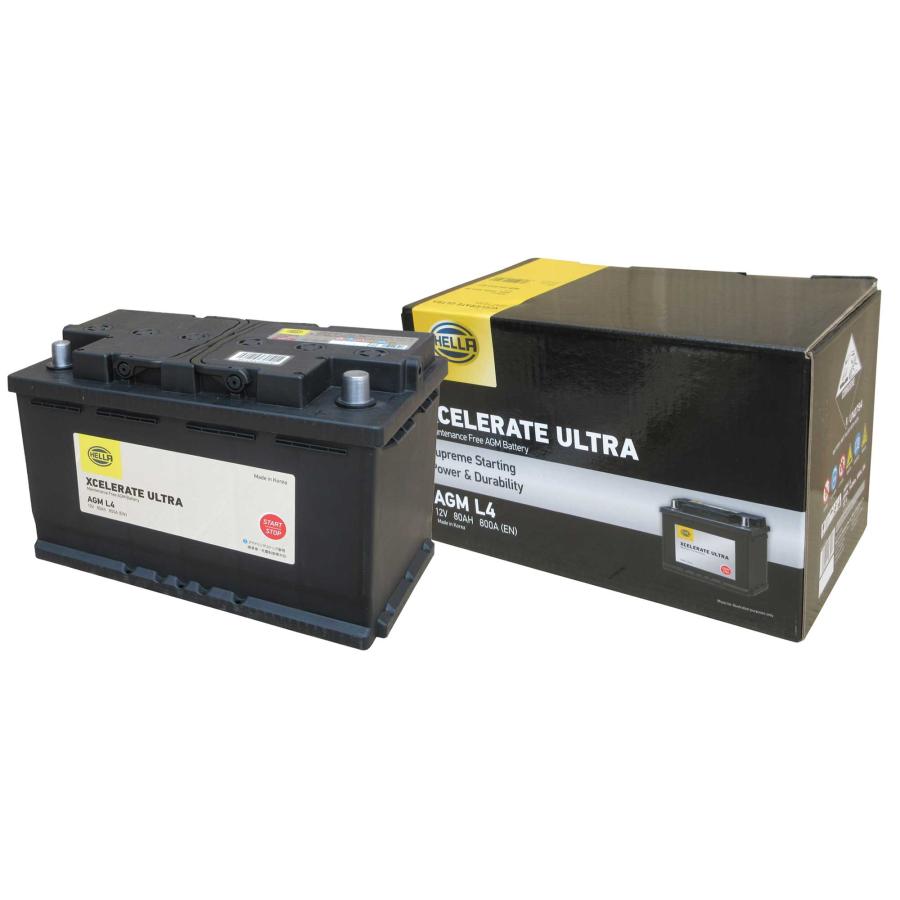 欧米車/船 AGM 12V バッテリー L4 HELLA XCELERATE ULTRA G&Yu［正規品