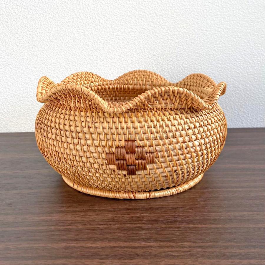 ラタン バスケット みかん入れかご お菓子入れ アタカゴ 小物入れかご