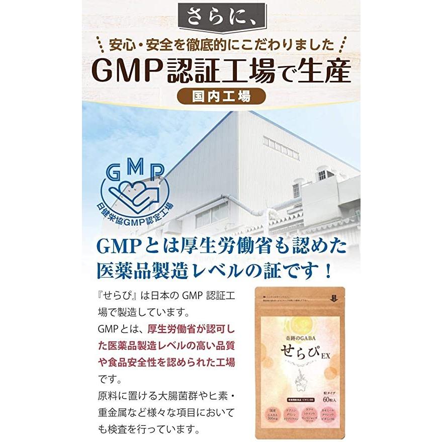 GABAサプリ せらぴ ギャバ 国産gaba 1袋6000mg 配合サプリ 60粒 栄養機能食品 睡眠  鉄葉緑素(クロロフィル) グリシン トリプトファン｜naturalsplus｜09