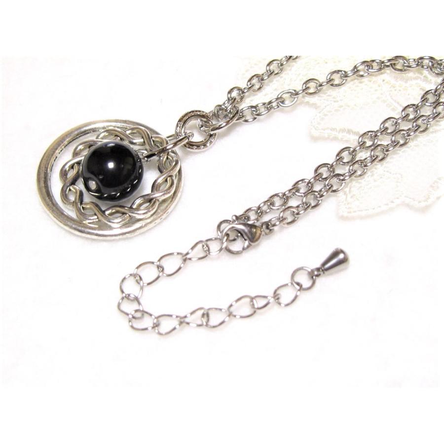 大粒モリオン（黒水晶）のお守りリングペンダント4 ネックレス