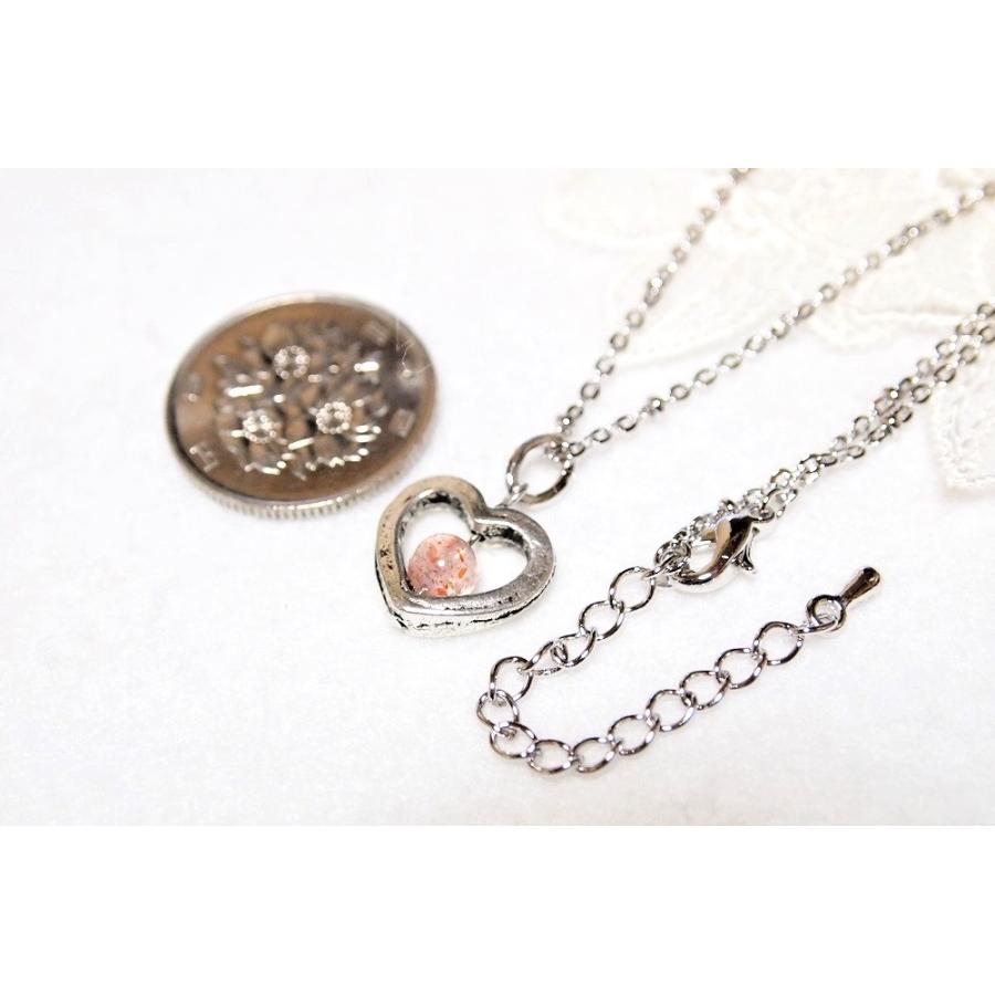 選べるチェーン　サンストーンのオープンハートペンダント・ピアスセット  オレンジ　橙　赤　まる　丸　レッド　イヤリング　 ネックレス　小粒　形 |  | 03