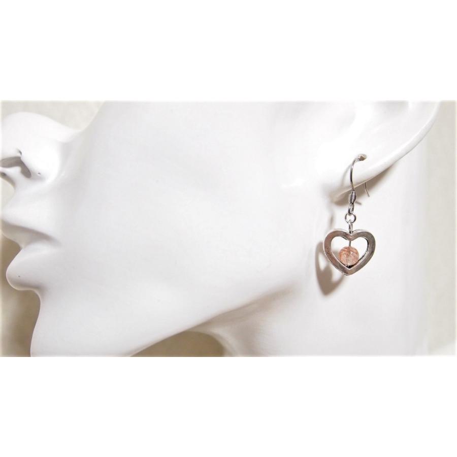 選べるチェーン　サンストーンのオープンハートペンダント・ピアスセット  オレンジ　橙　赤　まる　丸　レッド　イヤリング　 ネックレス　小粒　形 |  | 07