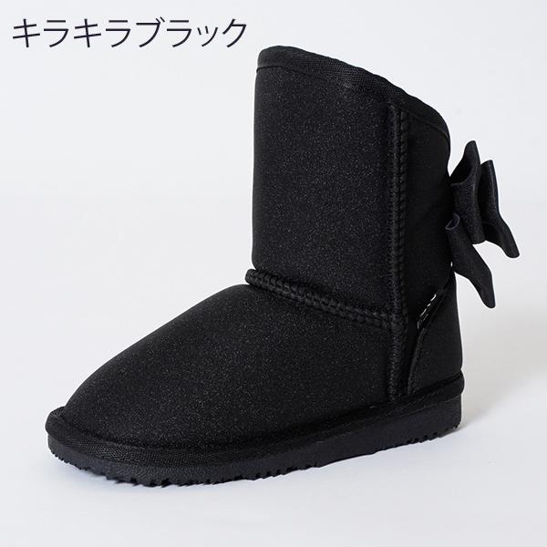 最終価格★新品★mezzopiano★ファーリボンムートンブーツ22cmビジュー ビジューリボン ムートン風ブーツ(17cm ラベンダー): キッズ
