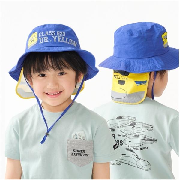 moujonjon 帽子 キッズ 新幹線 たれ付き 吸水速乾 UVカット 日