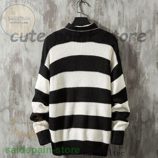 トップス メンズ ニット セーター 長袖 ボーダー セーターメンズ 暖かい ボーダー セーター ニット メンズ用 秋物 冬物 4色 高級素材使用ブランド