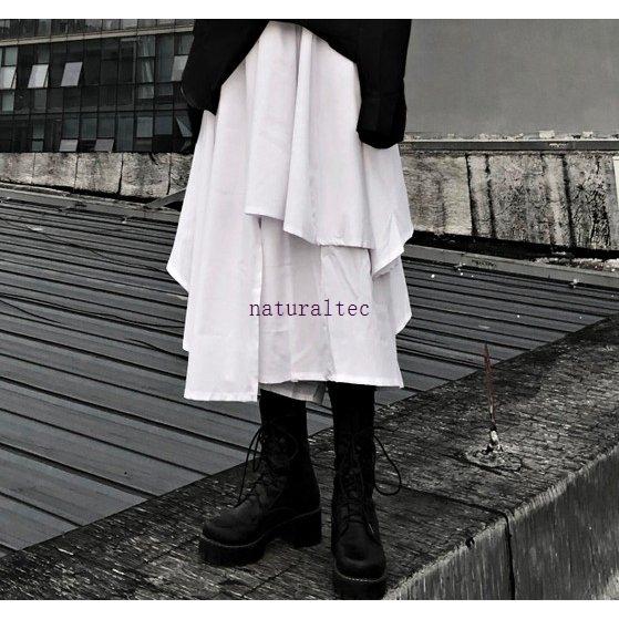 New限定品 袴パンツ ワイドパンツ スカート風 レディース メンズ 韓国 原宿 個性的 ズボン モード系 ホワイト