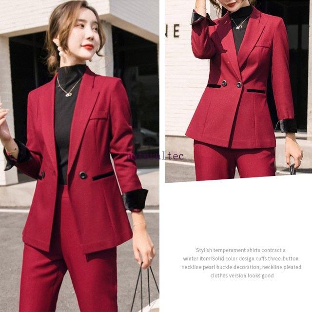 通勤 Ol パンツスーツ レディース 春 秋 ブラック フォーマル スーツ 大きいサイズ 2点セット セレモニースーツ ワイン赤 オシャレ キレイめ 30代 40代 Customsandforeigntrade Com