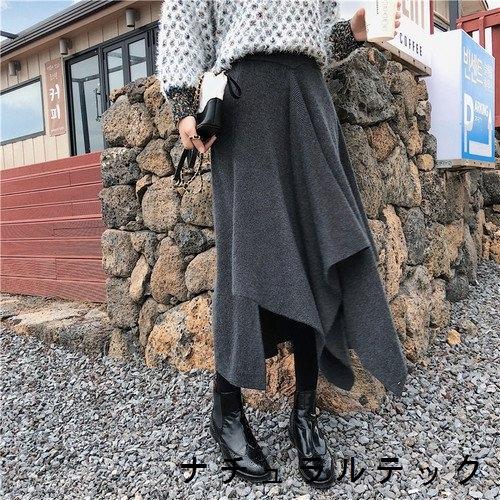 スカート レディース ファッション 代 30代 40代 50代 女性 カジュアル 冬 秋 ニットスカート アシンメトリー ハイウエスト ミドル丈 秋冬 個性的 Natqef98 ナチュラルテック 通販 Yahoo ショッピング