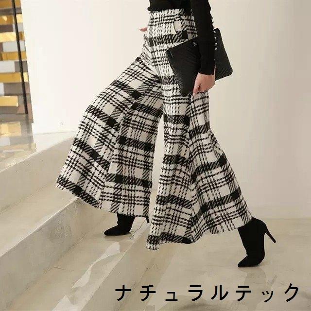 ワイドパンツルック 代 30代 40代 50代 レディース ファッション ガウチョパンツ コーデ 女性 冬 秋 チェック柄ワイドパンツ フレアパンツ 秋冬 Natqe6 ナチュラルテック 通販 Yahoo ショッピング