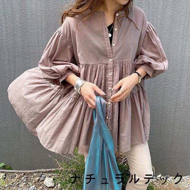 新品登場 春 女性 50代 40代 30代 代 ファッション レディース ブラウス 夏服 バルーンスリーブ 春夏秋 ティアード 七分袖 シャツ コットンブラウス 秋 長袖 サイズ ワンサイズ Www We Job Com