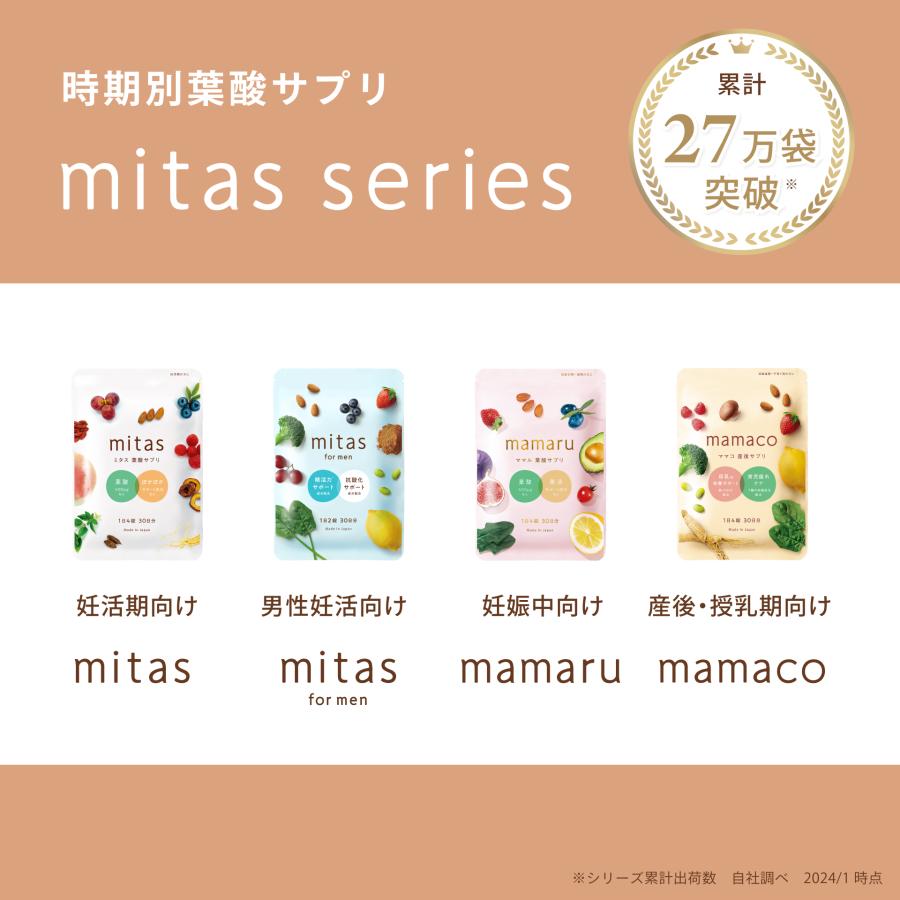 3個セット　ナチュラルテック mitas 葉酸サプリ 1か月分 120粒 葉酸サプリ mitas 1袋 1か月分 妊活サプリ 妊活サプリメント