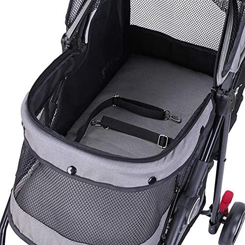 ROODOペット用ベビーカー 多機能ポータブル 3 輪ペットカート 折りたたみ ペット用バギー 耐荷重15Kg(新しい-ブラック) 