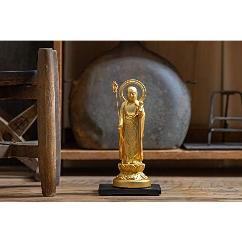 仏像 子安地蔵菩薩 円光背 15cm(金メッキ/24金) 仏師：牧田秀雲 原型＿『安産祈願・子育ての守護尊・水子供養』 高岡銅器 (こやすじ_2