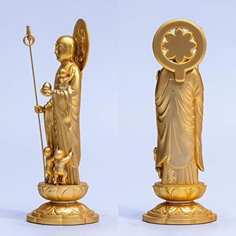 仏像 子安地蔵菩薩 円光背 15cm(金メッキ/24金) 仏師：牧田秀雲 原型＿『安産祈願・子育ての守護尊・水子供養』 高岡銅器 (こやすじ_7