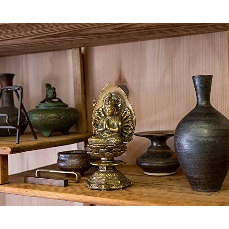 仏像 千手観音菩薩 15.5cm(古美金仕上げ） 仏師：牧田秀雲 原型＿（子年生まれ）十二支守り本尊 高岡銅器(せんじゅかんのんぼさつ)_5
