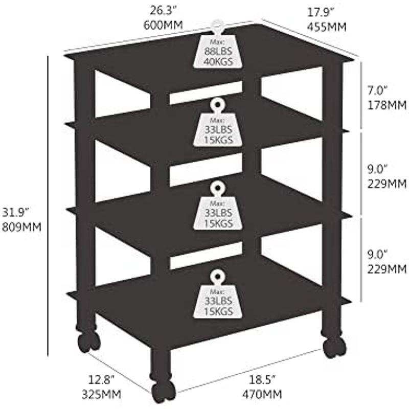 FITUEYES オーディオラック キャスター付き メディア スタンド コンポーネント 4段 強化ガラス 幅600mm ブラック AS406｜nature-stores｜08