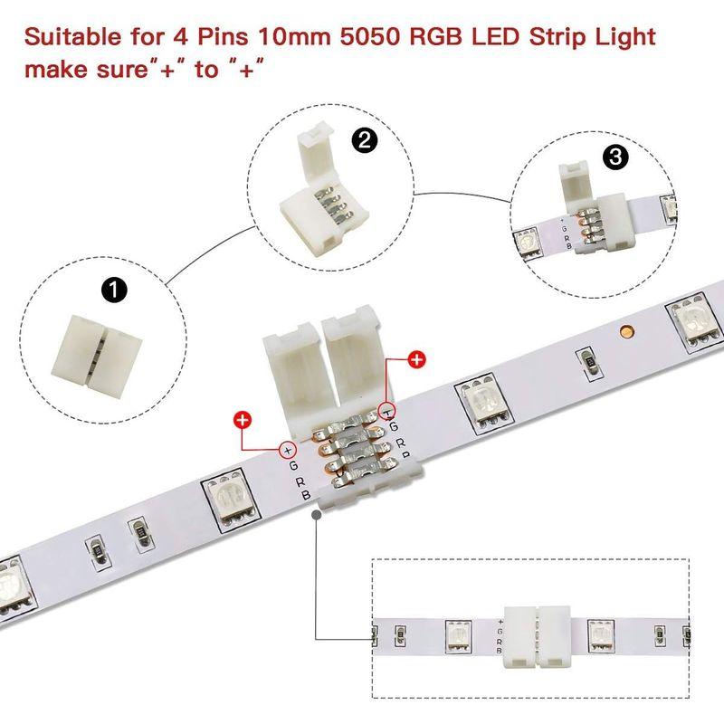 BASON LEDテープ RGB 延長用ケーブル*2本 SMD 5050 幅10mm L型コネクタ*6個 I型コネクタ*2個 T型コネクタ*｜nature-stores｜05
