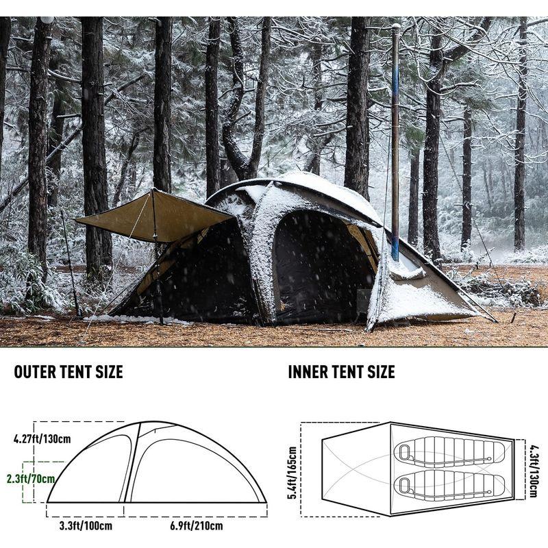 POMOLY LEO 2 キャンプ用テント|煙突ガード付き自立式テント|1-2