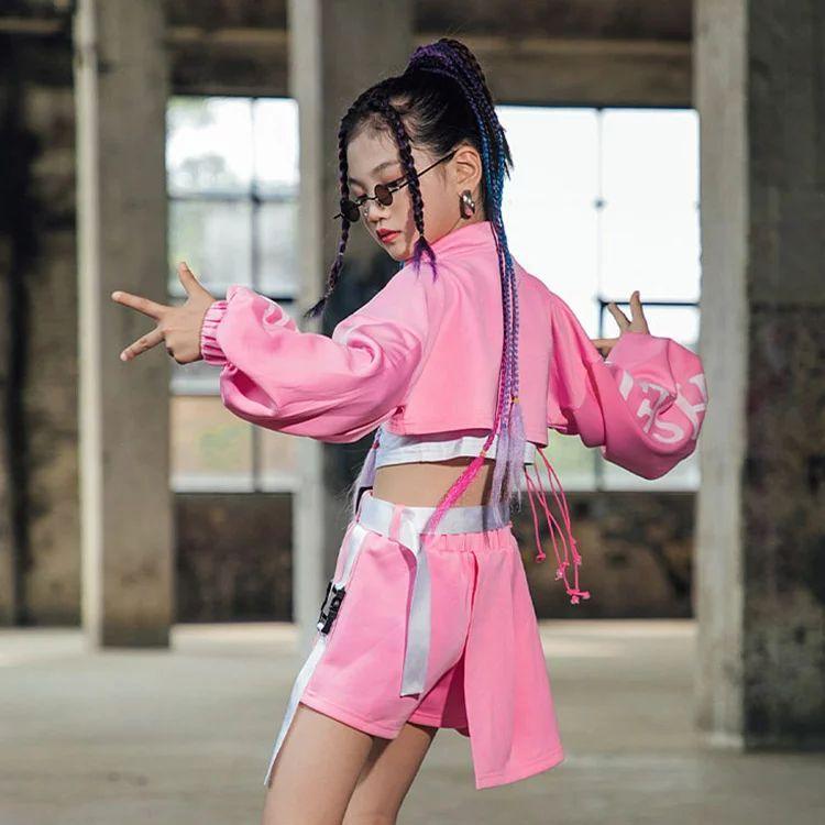 無料 キッズ 春と夏 ファッション 派手 韓国 男女兼用 ヒップホップ 男の子 ダンス衣装 ステージ衣装 セットアップ 子供服 女の子