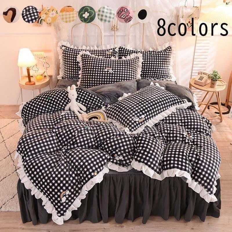 驚きの価格 冬 あったか フランネル 4点セット おしゃれ ベッドスカート 枕カバー 敷き布団カバー 掛け布団カバー プレゼント 寝具セット 新生活 可愛い 布団カバーセット 4点セット 冬 あったか フランネル 新 可愛い 布団カバーセット マタニティウエア