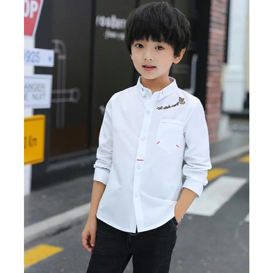 キッズ フォーマル シャツ 半袖 子供 白シャツ 男の子 角襟 刺繍入り ジュニア 長袖 150 シャツ キッズ ブラウス フォーマル おしゃれ 白 夏 服 入学式 卒園式 輝く高品質な