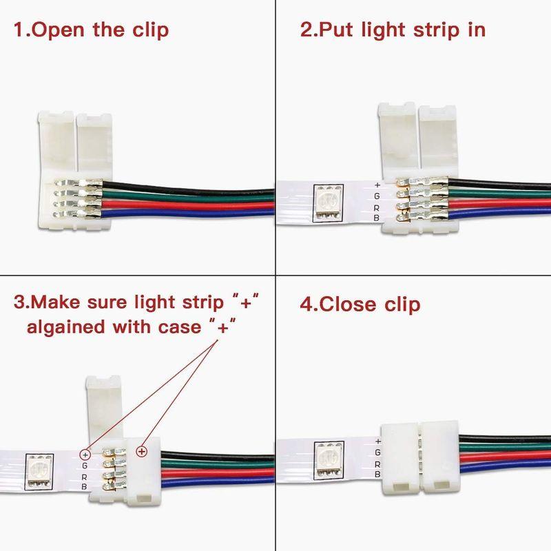 BASON LEDテープ RGB 延長用ケーブル*2本 SMD 5050 幅10mm L型コネクタ*6個 I型コネクタ*2個 T型コネクタ*｜nature-yshop｜02