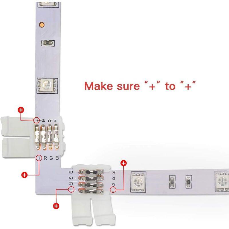BASON LEDテープ RGB 延長用ケーブル*2本 SMD 5050 幅10mm L型コネクタ*6個 I型コネクタ*2個 T型コネクタ*｜nature-yshop｜03