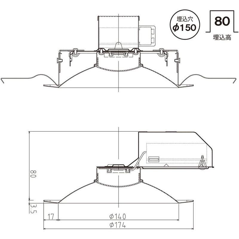 NEC ホタルクス <日本製> HotaluX LEDダウンライト SB形 埋込穴 150φ 電球色 MRD06013(RP)BW3/L-1｜nature-yshop｜04