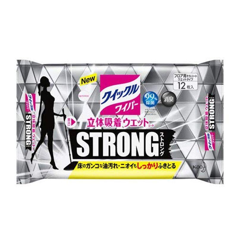 花王 フローリングワイパー クイックルワイパー 立体吸着ウエットシート ストロング 12枚 3パック（Yahoo!・nature.ystores）