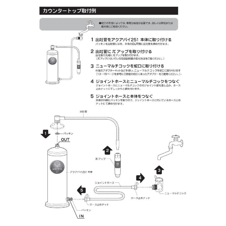 浄水器 据置型 AQUA-π251（本体＋パイアップ付き）IBE（ アクアパイ251 パイウォーター πウォーター 塩素除去）｜naturel-house｜13